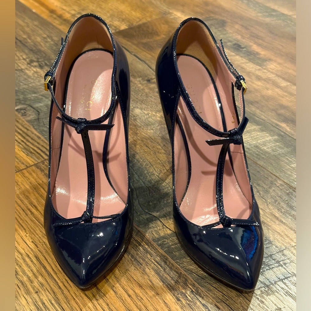 Gucci Patent t-strap pumps